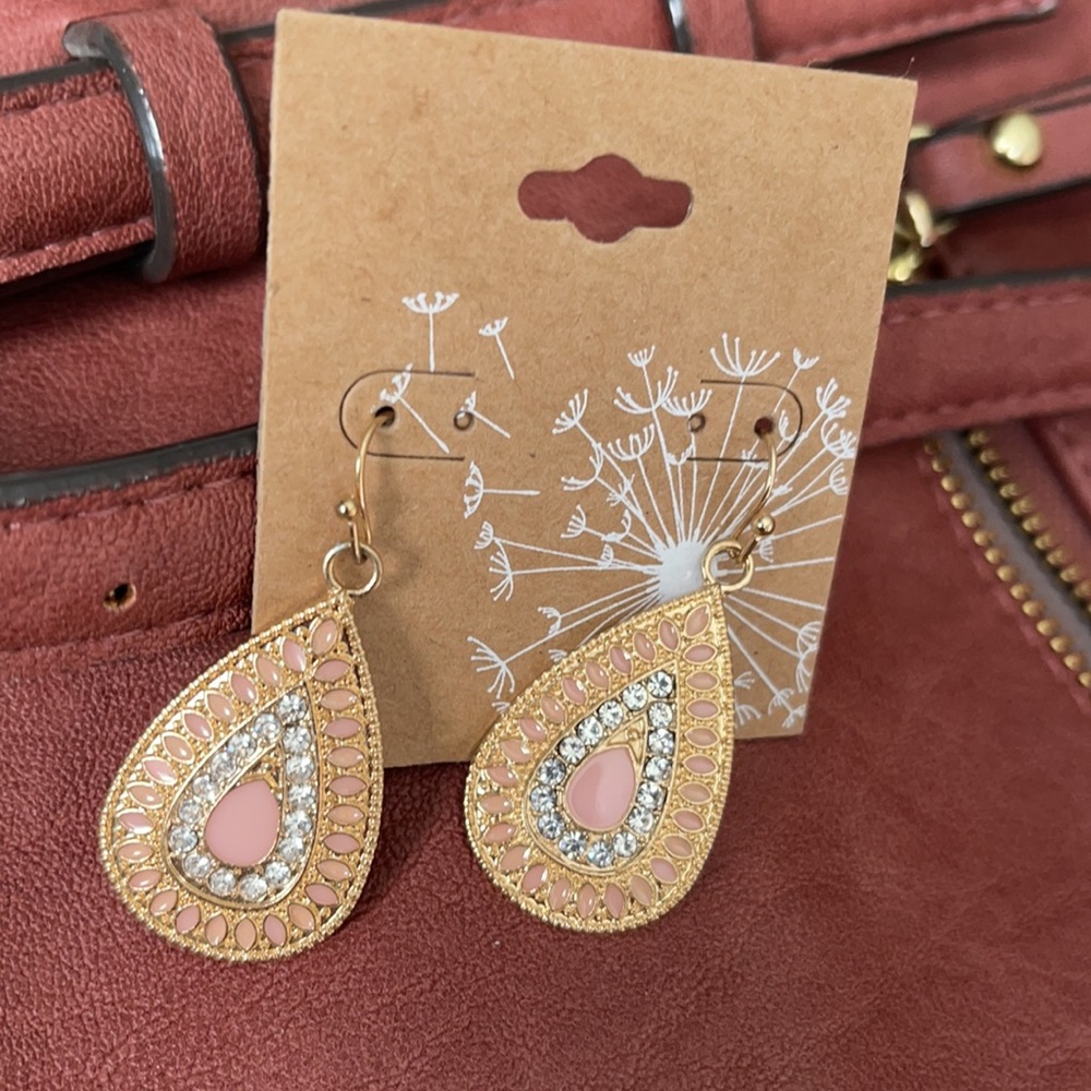 teardrop boho pink earrings